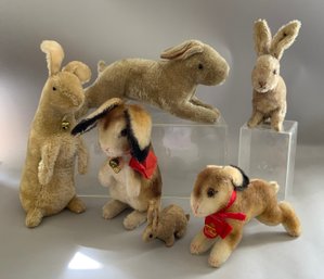 Lot Of 6 Steiff Mohair Rabbits