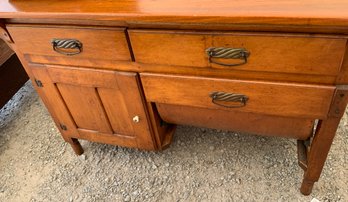Circa 1900 Bakers Table, Bin Drawer, Cutting Board, Old Finish