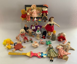 Opportunity Lot Of Vintage Walt Disney Figures, Cloth Dolls, Plastic Dolls, Wood Dolls, Etc.