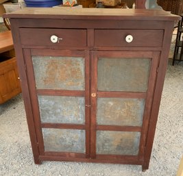Two Door Pierced Tin Pie Safe (cupboard)
