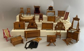 Large Lot Of Doll House Furniture, Some With Marble Tops, Repairs Needed To Some Pieces
