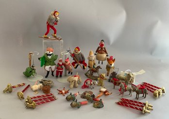 Lot Of Vintage Christmas Ornaments, Figures, Toys, Klumpies, Etc.