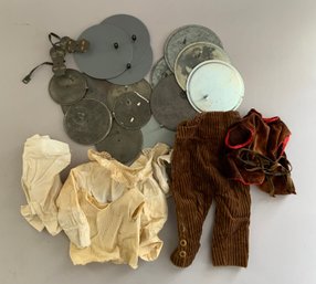 Lot Of 15 Schoenhut Doll Stands Assorted Sizes And Outfit