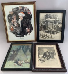 Lot Of 4 Framed Christmas/Santa Items