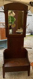 Mission-style, Oak Hall Tree With Mirror
