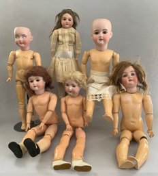 German Bisque Doll Opportunity Box Lot 6 Dolls
