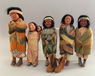 Lot Of 5 Skookum Indian Dolls