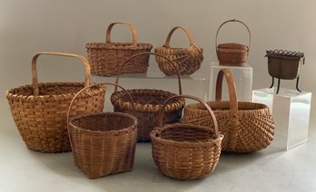 Lot Of 9 Early Baskets, Various Forms & Shapes