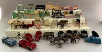 Large Lot Of Assorted Totsie Toy Doll House Miniatures & Furniture In Various Forms
