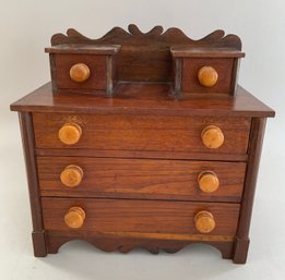 Walnut Deck Top Doll Bureau 2 Drawer Over 3 Drawer