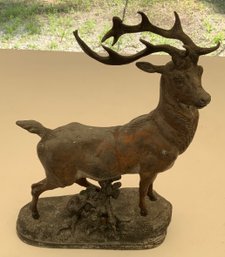 Pot Metal Elk Statue On Oval Base
