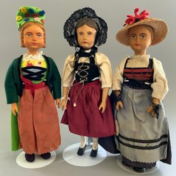 3  10 Swiss Wooden Carved Dolls