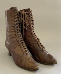 Pair Of High Heeled Leather Ladies Boots