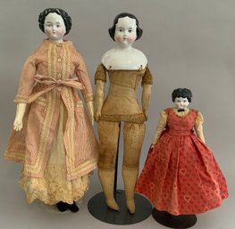 3  Black Hair China Dolls