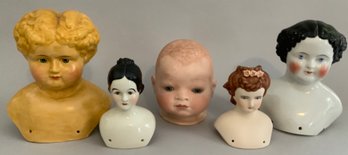 Lot Of 5 Doll Heads