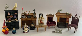 Lot Of Assorted Doll House Miniatures, Furniture, & Accessories
