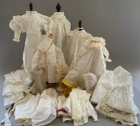 Box Lot Of Doll Whites, Unders, Slips, Night Clothes, Etc. Smaller Sizes