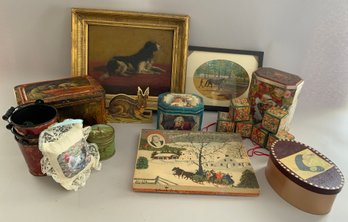 Opportunity Box Lot, 7  Assorted Litho Tin Boxes