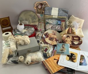 Opportunity Box Lot, Sewing Threads, Buttons, Fabric, Furniture, Etc.