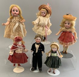 6  Assorted Bisque Small Dolls