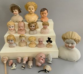 20 Assorted Doll Heads, Antique & Modern As Is