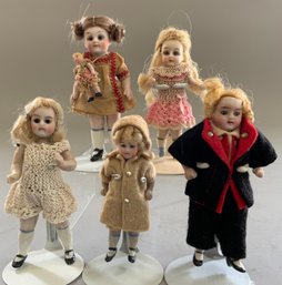 5 - Small Glass Eyed All Bisque Dolls