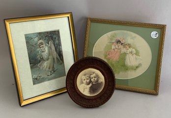 Lot Of 3 Framed Prints Of Children / Babies