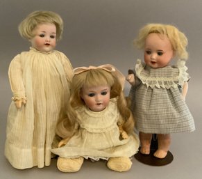 Lot Of 3 Small Bisque Head Dolls