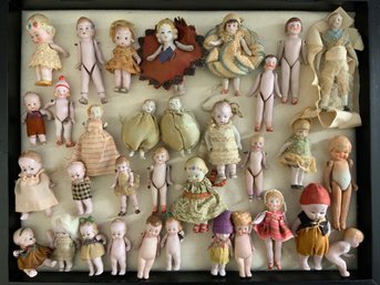 Lot Of 30 Small All Bisque Dolls 2  3  Long, Dressed & Undressed
