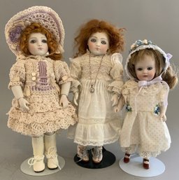 3  Beverley Walters Bisque Head Artist Dolls