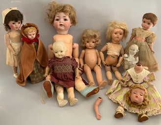 Opportunity Lot Of As Is Dolls, Schoenhut, Bisque, Compo, Etc.