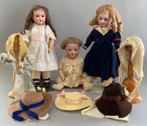 Lot Of 3  Bisque Dolls