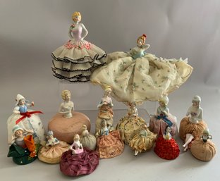 15  Half Dolls, Most Pin Cushion Type, Assorted Sizes 3  8