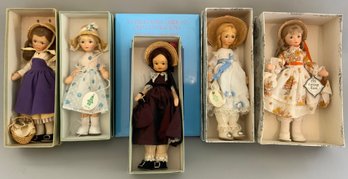 5 - Old Cottage Dolls In Original Boxes & Book