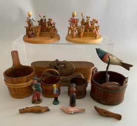 Lot Of 15 /- Pcs. Of Carved, Wooden Ware: