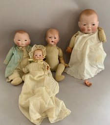 Lot Of 4 Bisque Head Baby Dolls