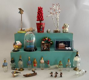 11 Antique Figural Glass Ornaments 2  3 Tall & Lot Of Assorted Doll House Miniatures