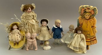 Opportunity Lot Of Small Bisque Head Dolls/baby Dolls