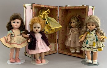 4  7 Vintage Vogue Ginny Dolls In Pink Trunk