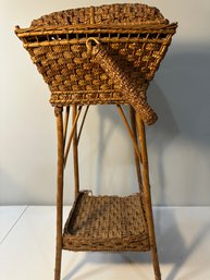 Victorian Sewing Basket On Legs