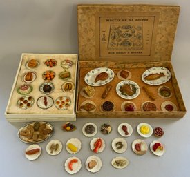Large Lot Of Doll House Miniature Food On Plates Items