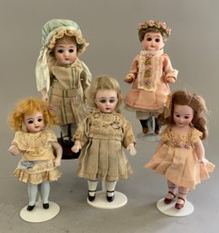 5  Small German All Bisque Dolls