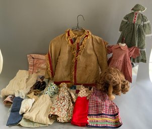 Lot Of Misc. Doll Clothes, Small Quilt, Etc.