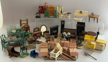 Large Lot Of Assorted Doll House Furniture & Miniatures