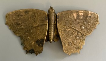 5 Long Victorian Novelty Brass Needle Case In The Form Of A Butterfly
