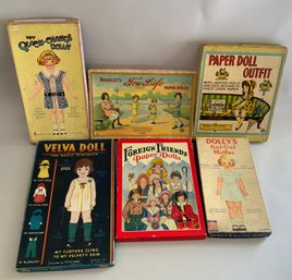 Lot Of 6 Childs Games/paper Dolls, My Quick-Change Dolly By Tuck & Sons, Velva Doll By Peter Mabie, Paper Dol