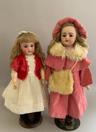 2  German Bisque Head Dolls