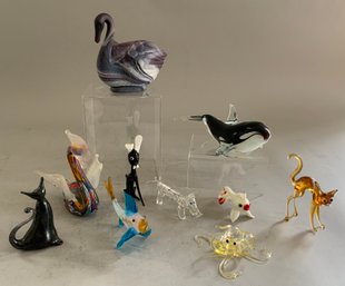 Lot Of 11 Hand Made Glass Animal