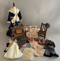 Lot Of Doll Clothes, Doll Quilts, Accessories