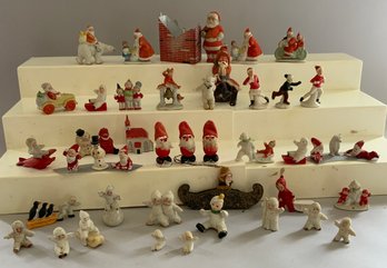 Tray Lot Of Assorted German Snow Babies & Small Figurines